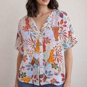 JODIFL Colorful Animal Print Blouse